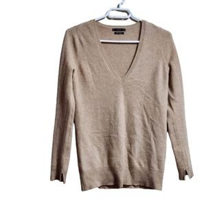Cashmere Women's V-Neck Tan Sweater
